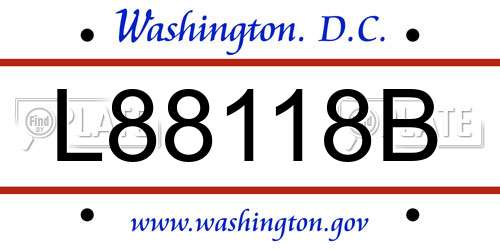 L88118B District Of Columbia License Plate