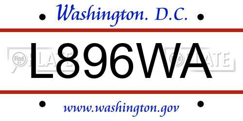 L896WA District Of Columbia License Plate