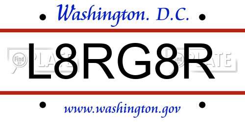 L8RG8R District Of Columbia License Plate