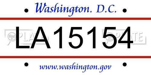 LA15154 District Of Columbia License Plate