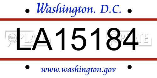 LA15184 District Of Columbia License Plate