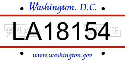 LA18154 District Of Columbia License Plate