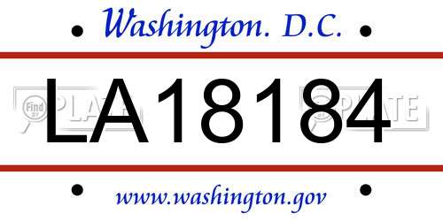 LA18184 District Of Columbia License Plate