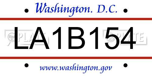 LA1B154 District Of Columbia License Plate