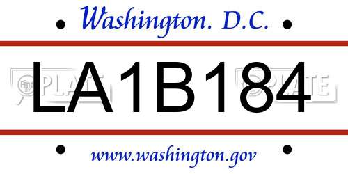 LA1B184 District Of Columbia License Plate