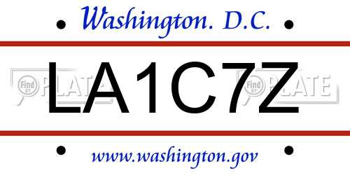 LA1C7Z District Of Columbia License Plate
