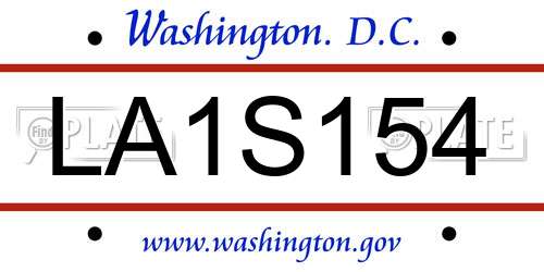 LA1S154 District Of Columbia License Plate