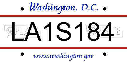 LA1S184 District Of Columbia License Plate