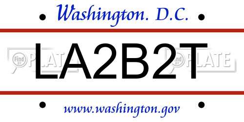 LA2B2T District Of Columbia License Plate