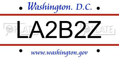 LA2B2Z District Of Columbia License Plate