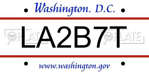 LA2B7T District Of Columbia License Plate