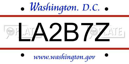 LA2B7Z District Of Columbia License Plate