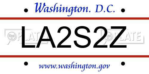 LA2S2Z District Of Columbia License Plate