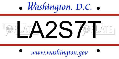 LA2S7T District Of Columbia License Plate