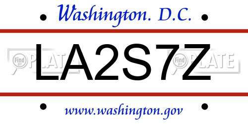 LA2S7Z District Of Columbia License Plate