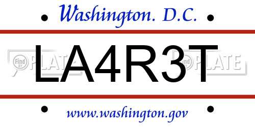 LA4R3T District Of Columbia License Plate