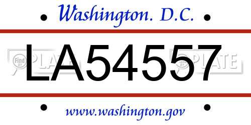 LA54557 District Of Columbia License Plate