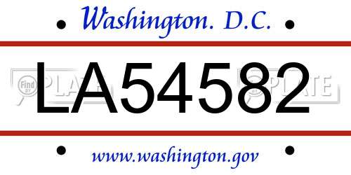 LA54582 District Of Columbia License Plate