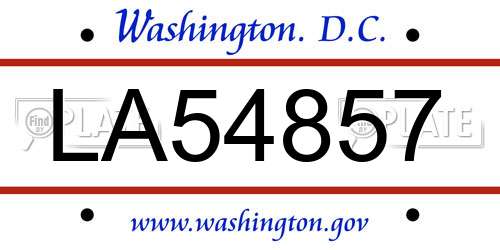 LA54857 District Of Columbia License Plate