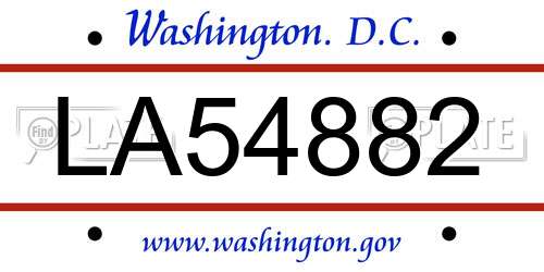 LA54882 District Of Columbia License Plate