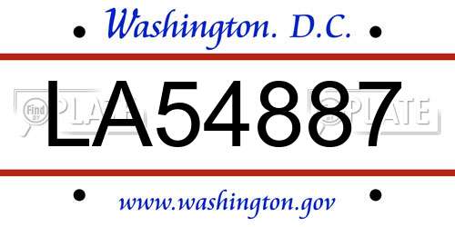 LA54887 District Of Columbia License Plate