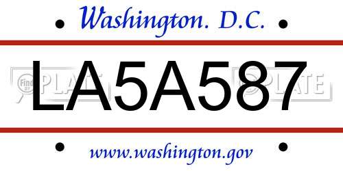 LA5A587 District Of Columbia License Plate