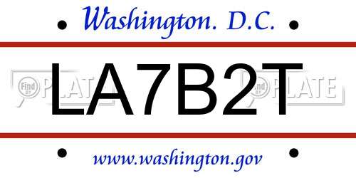 LA7B2T District Of Columbia License Plate