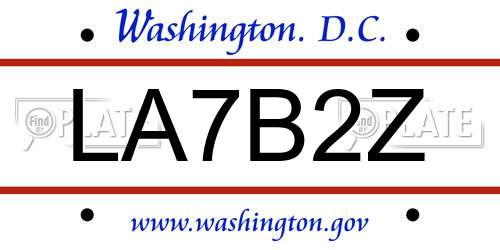 LA7B2Z District Of Columbia License Plate