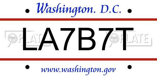 LA7B7T District Of Columbia License Plate