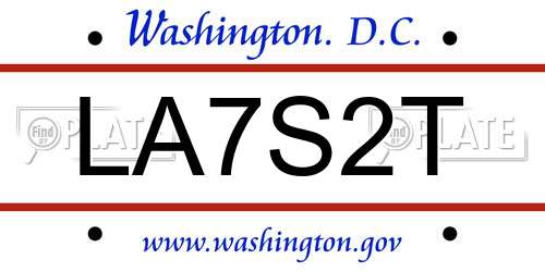 LA7S2T District Of Columbia License Plate