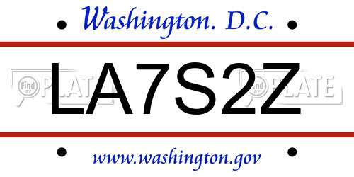 LA7S2Z District Of Columbia License Plate