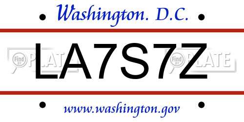 LA7S7Z District Of Columbia License Plate