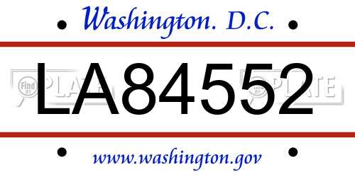 LA84552 District Of Columbia License Plate
