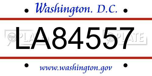 LA84557 District Of Columbia License Plate