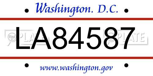 LA84587 District Of Columbia License Plate
