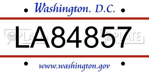 LA84857 District Of Columbia License Plate
