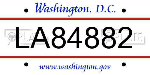 LA84882 District Of Columbia License Plate