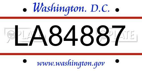 LA84887 District Of Columbia License Plate