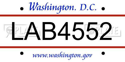 LAB4552 District Of Columbia License Plate