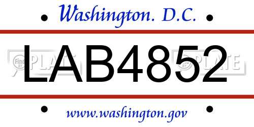 LAB4852 District Of Columbia License Plate