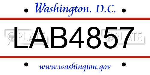 LAB4857 District Of Columbia License Plate