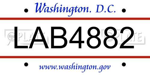 LAB4882 District Of Columbia License Plate