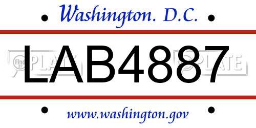 LAB4887 District Of Columbia License Plate