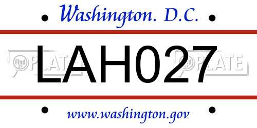 LAH027 District Of Columbia License Plate