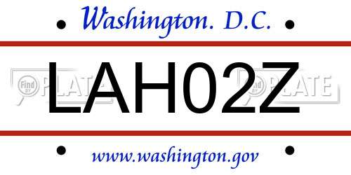 LAH02Z District Of Columbia License Plate