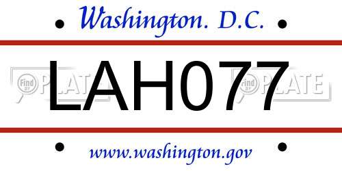 LAH077 District Of Columbia License Plate