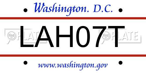 LAH07T District Of Columbia License Plate