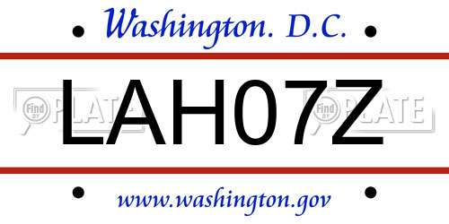LAH07Z District Of Columbia License Plate