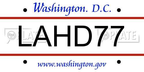 LAHD77 District Of Columbia License Plate