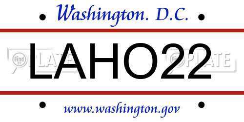 LAHO22 District Of Columbia License Plate
